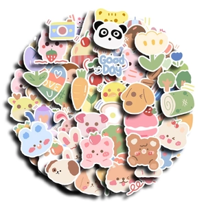 Set of 80 cute Korean bear and animal stickers for DIY scrapbooking and planners