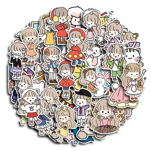 Cute waterproof Korean girl stickers for journaling with various cartoon fashion styles