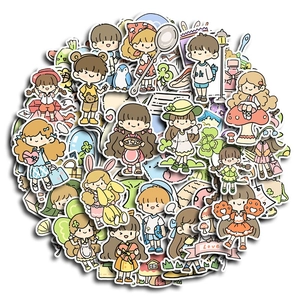 80-piece cute cartoon character stickers set for DIY journals and scrapbooking