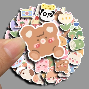 Set of 80 cute Korean bear and animal stickers for DIY scrapbooking and journal decor
