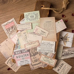 Vintage junk journal paper set with retro ephemera labels and nostalgic botanical notes