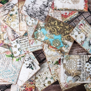 Vintage junk journal scrapbooking paper pack with floral and architectural patterns