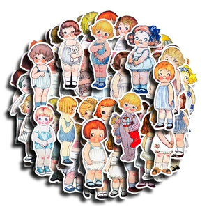 Set of 60 retro style cute girl stickers for scrapbooking and waterproof laptop decor