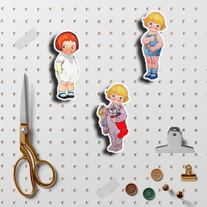 60pcs retro Japanese girl stickers for scrapbook, waterproof laptop and luggage decals