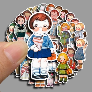 Retro style DIY waterproof manor stickers for luggage and tablets 60 pieces set