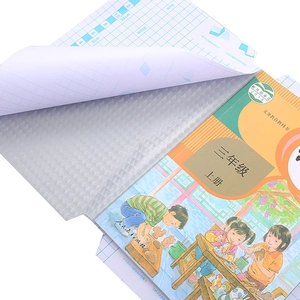 Frosted self-adhesive book cover film with diamond texture and grid lines for precise cutting
