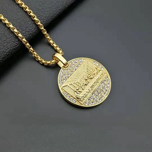 Ciondolo Rotondo Hip Hop in Acciaio Inossidabile 316 Placcato Oro Con Zirconia La Cène Solo Senza Catena Per Gioielli Religiosi Unisex