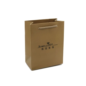 Sacchetto regalo per gioielli in carta kraft marrone con manici in corda intrecciata