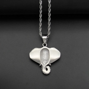 Collana con ciondolo a testa di elefante vintage hip hop con strass e catena a corda