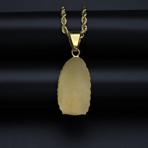 Gold-plated Virgin Mary pendant necklace with rope chain and brushed metal back finish