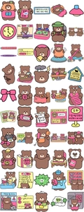Detail of 50 cute Korean bear waterproof stickers for planners, laptops and suitcases