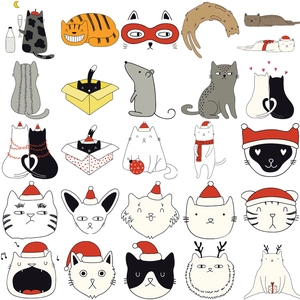 50pcs waterproof Christmas cartoon cat stickers for planners and laptops
