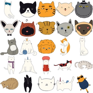 50 pieces of waterproof cartoon cat stickers for planners and laptops featuring 25 cute designs
