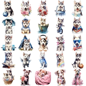 50pcs cute cartoon dog stickers set with husky and puppy designs for laptop decor
