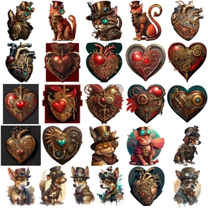 50pcs Steampunk cat and dog waterproof stickers for laptops and luggage decoration