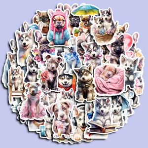 Set of 50 cute dog stickers with diverse breeds for laptops and stationery decoration