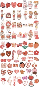 Detail view of 70 waterproof cartoon stickers featuring red fruit and cute characters