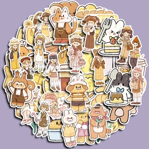 70 pieces of cute waterproof cartoon butter bread girl stickers for planners and laptops
