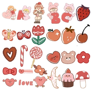 70Pcs cute cartoon girl and fruit waterproof stickers set in red and pink tones for decor