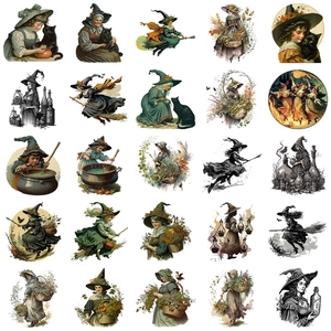 50pcs Vintage Witchcraft Waterproof Stickers for Laptop and Stationery Decoration