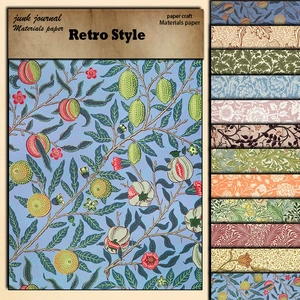William Morris Style Vintage Botanical Scrapbook Material Paper Acid Free Offset Paper For DIY Junk Journal Decor
