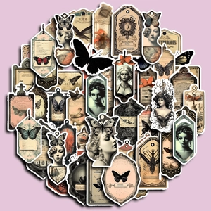 50pcs vintage steampunk butterfly stickers for scrapbooking and waterproof decoration