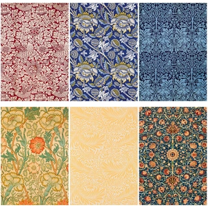 William Morris vintage decorative paper pack featuring floral patterns for DIY scrapbooking