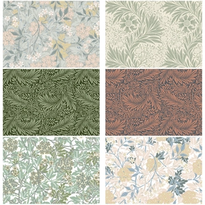 William Morris vintage floral craft paper set with six assorted botanical pattern designs