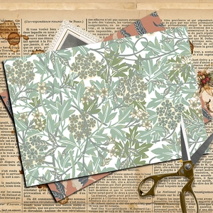 William Morris floral pattern background paper set for vintage scrapbooking and gift wrapping