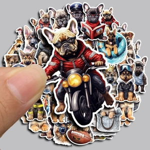 50-piece set of waterproof dog stickers featuring creative breeds and anthropomorphic themes