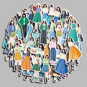 50pcs waterproof summer girl fashion stickers for luggage, laptops and scrapbooks