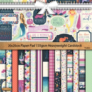 Mermaid Dream Theme Scrapbooking Paper Set Vintage Ocean Ocean Waves Fish Scale Decorative Paper For Journaling DIY Crafts