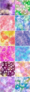 Detailed grid view of twelve assorted colorful starry sky and galaxy decorative paper sheets