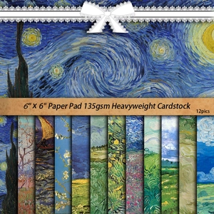 Van Gogh Oil Painting Landscape Scrapbook Paper Pad Retro Artistic Decorative Background Paper For DIY Journaling Craft Making