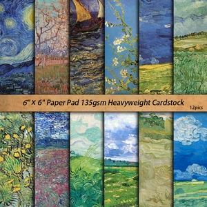 6x6 inch Van Gogh oil painting scrapbook paper pack for collage and DIY crafts decoration