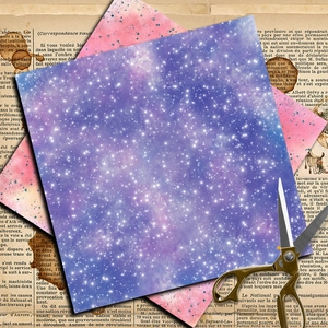 Starry sky galaxy scrapbooking paper sheets for DIY crafts on vintage background