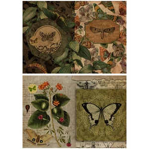Detail of vintage butterfly and botanical material paper for journaling and DIY crafts