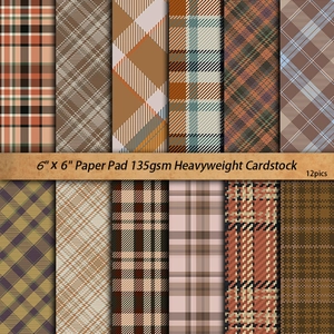 Σετ 12 φύλλων scrapbooking 6x6 ιντσών με ρετρό καρό σχέδια vintage και βάρος 135gsm