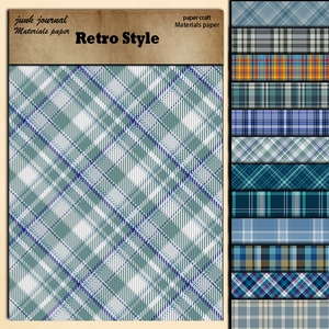 12 Feuilles Rétro Bleu Plaid Scrapbook Matériel Papier Tartan Motif Décoratif Pour Junk Journal DIY Artisanat Carte