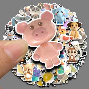 90pcs 3D cute cartoon animal stickers for water bottles and laptops set