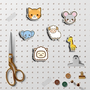 Cute cartoon animal sticker set with cats and giraffes for DIY scrapbooking decor