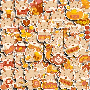2024 Chinese New Year Of The Dragon Cartoon Stickers Waterproof PVC Decals For Journal Scrapbook Lunar New Year Festive Decor
