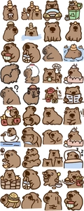 Set of 40 cute capybara cartoon stickers for laptops and phone cases with unique poses