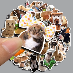 50pcs funny cartoon cat and dog stickers waterproof PVC decals for DIY scrapbooking