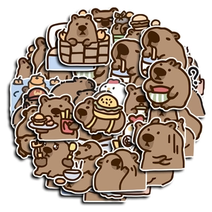 Set of 40 cute cartoon Capybara stickers for laptop and phone case DIY decoration