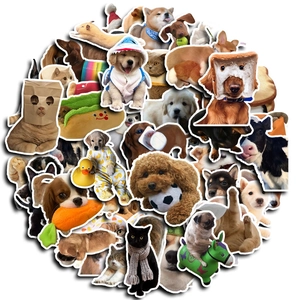 50-piece funny cat and dog stickers set with cute waterproof cartoon animal designs