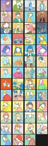 Close-up of 47 unique Japanese style aesthetic waterproof stickers for journaling decoration