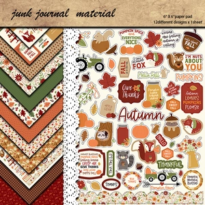 Kit carta scrapbooking autunnale 6x6 con motivi di volpe, zucca e foglie d'acero