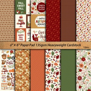 Set 12 fogli carta scrapbooking autunno 6x6 pollici con volpe e foglie di acero
