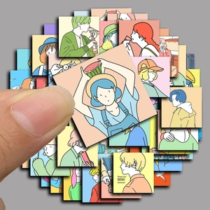 50pcs set of cute pastel waterproof stickers featuring fresh aesthetic illustrations